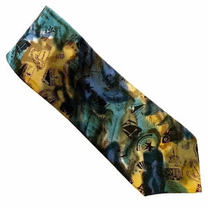 VINTAGE Teal Silk Mackenzie Tie Eclectic Grandpa